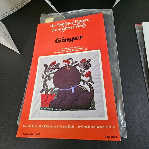 Vtg Applique Patterns, Dog Raccoons, 1970s Fabric Patterns Complete Set of 2 - Picture 2 of 6